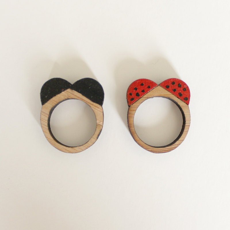 Bamboo Silhouette Ladybird Ring