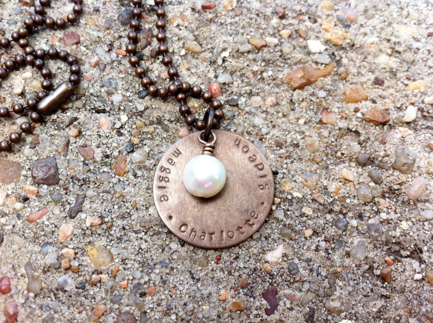 Antiqued Brass Custom Stamped Necklace