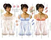 DIGITAL PAPER DOLL  3 Jane Austen Emma Elizabeth Dolls 5 Sheets Pride and Prejudice Download Printable Paper doll  papercrafting Cardmaking