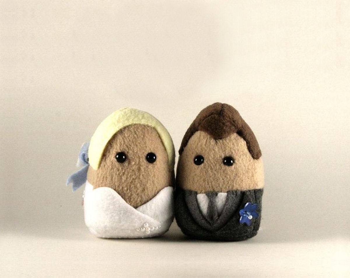 Personalized Wedding Couples, Mini Plushies, Great for Cake Toppers and Gifts