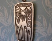 Mid Century Modernist Jorgen Jensen Mod Cat Pendant Pewter 188 Denmark Vintage 1960s Danish
