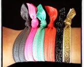 20 hairties SEALED EDGE - hairlettes yoga ties elastic ponytail hair tie bracelets - custom colors- set of 20