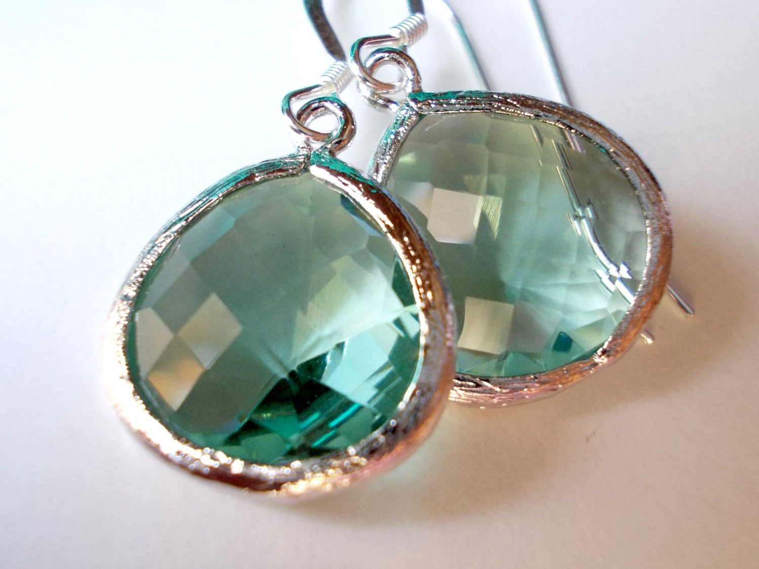 Erinite drops glass earrings elegant fancy dangle little small dainty drop earrings for women girls blue green aqua ocean sea tourmaline