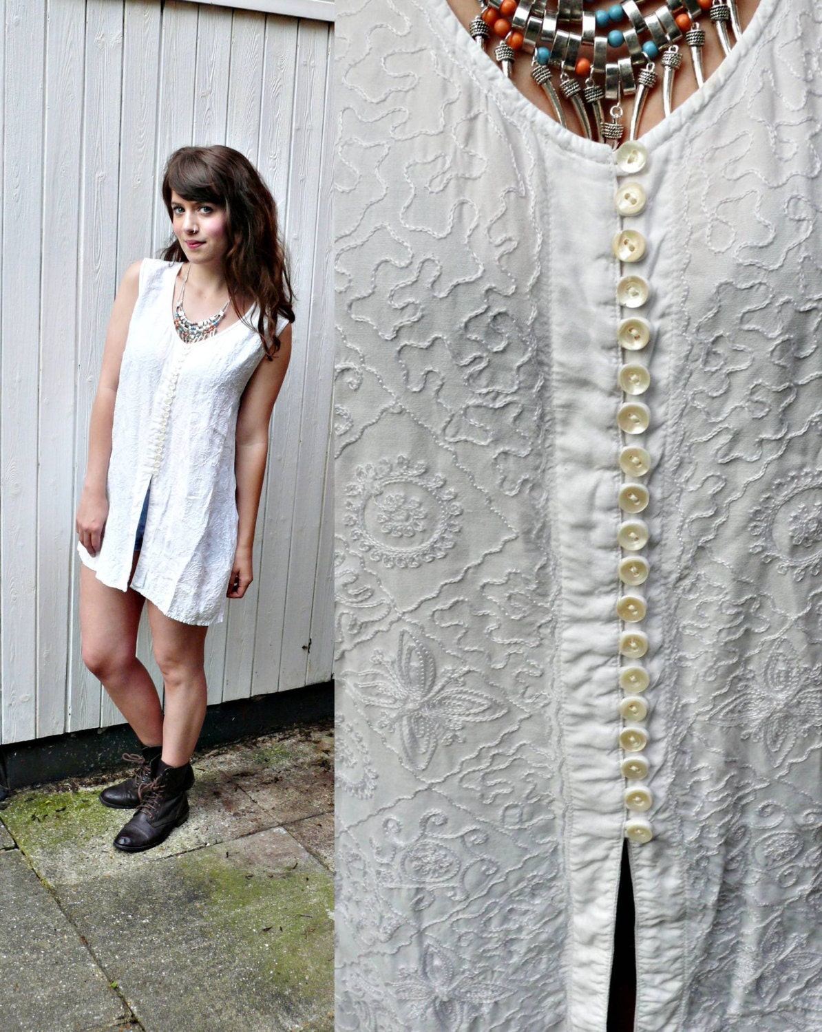 90S GRUNGE TOP// white embroidered blouse,hippie,boho,90s grunge,festival top
