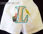 Fishing Boxer shorts Custom Order- Initial or Number Applique personalized monogrammed diaper cover baby boy