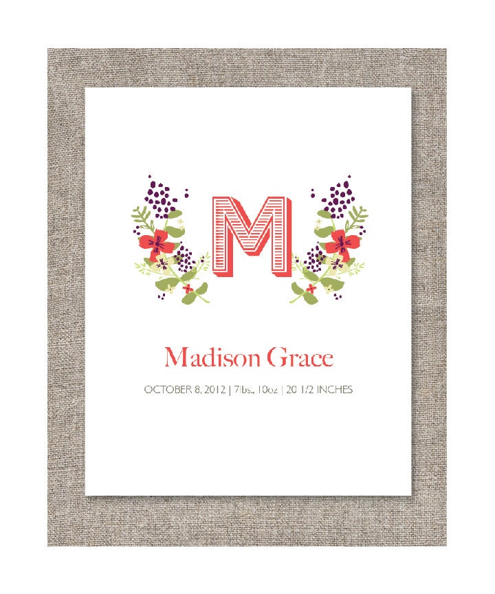 Floral Monogram Nursery Art