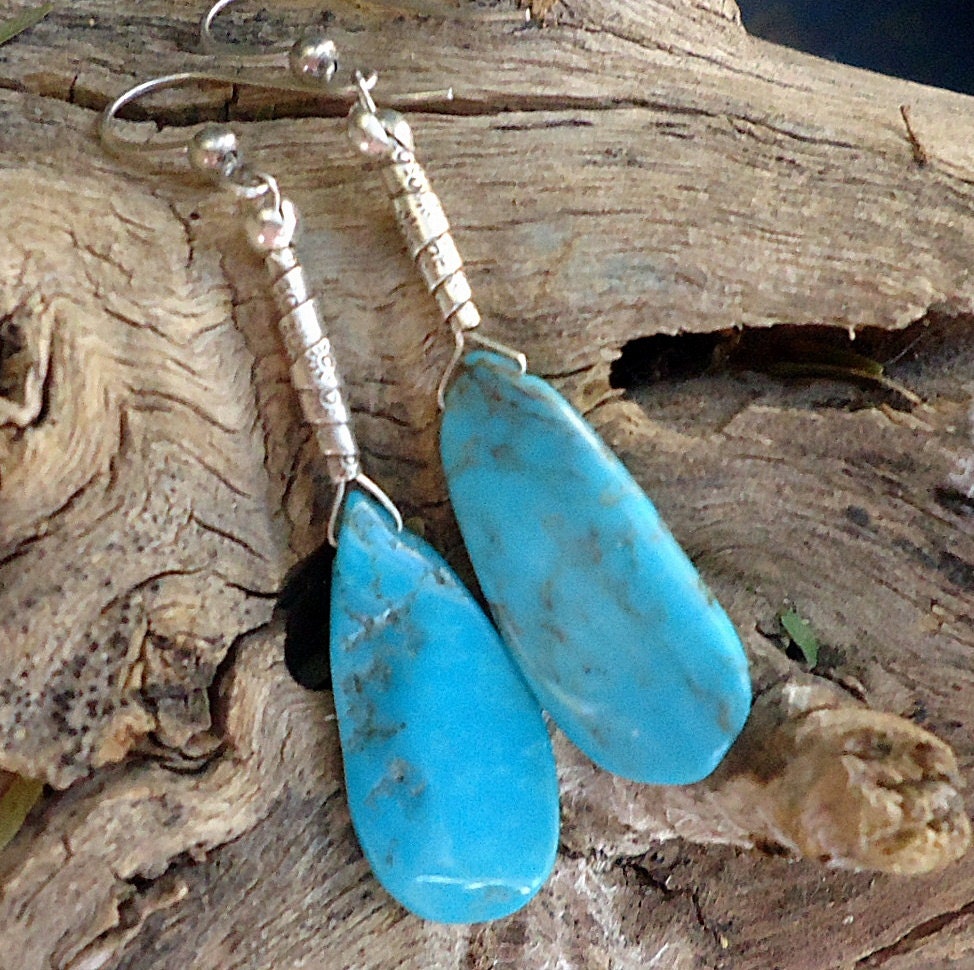 Natural Turquoise & Karen Hill Tribe Silver Earrings