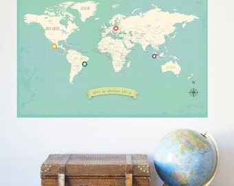 World Map - My Travels Personalized Wall Map Print 18x24