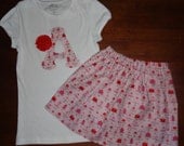 Custom Birthday Outfit.... Sweet Cakes Skirt with Matching Rosette Shirt or Tank.....You Choose Number or Letter