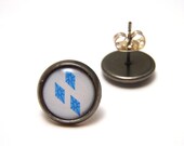 Rarity Studs - My Little Pony blue diamond Cutie Mark on white background post earrings - SMALL 10mm - MLP FIM Geekery Geek Chic