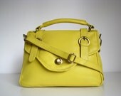 Yellow Leather Handbag Satchel, Leather Purse