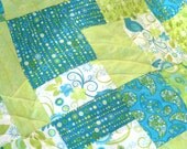 Lap Quilt or Large Baby Quilt in Chartreuse and Teal Green