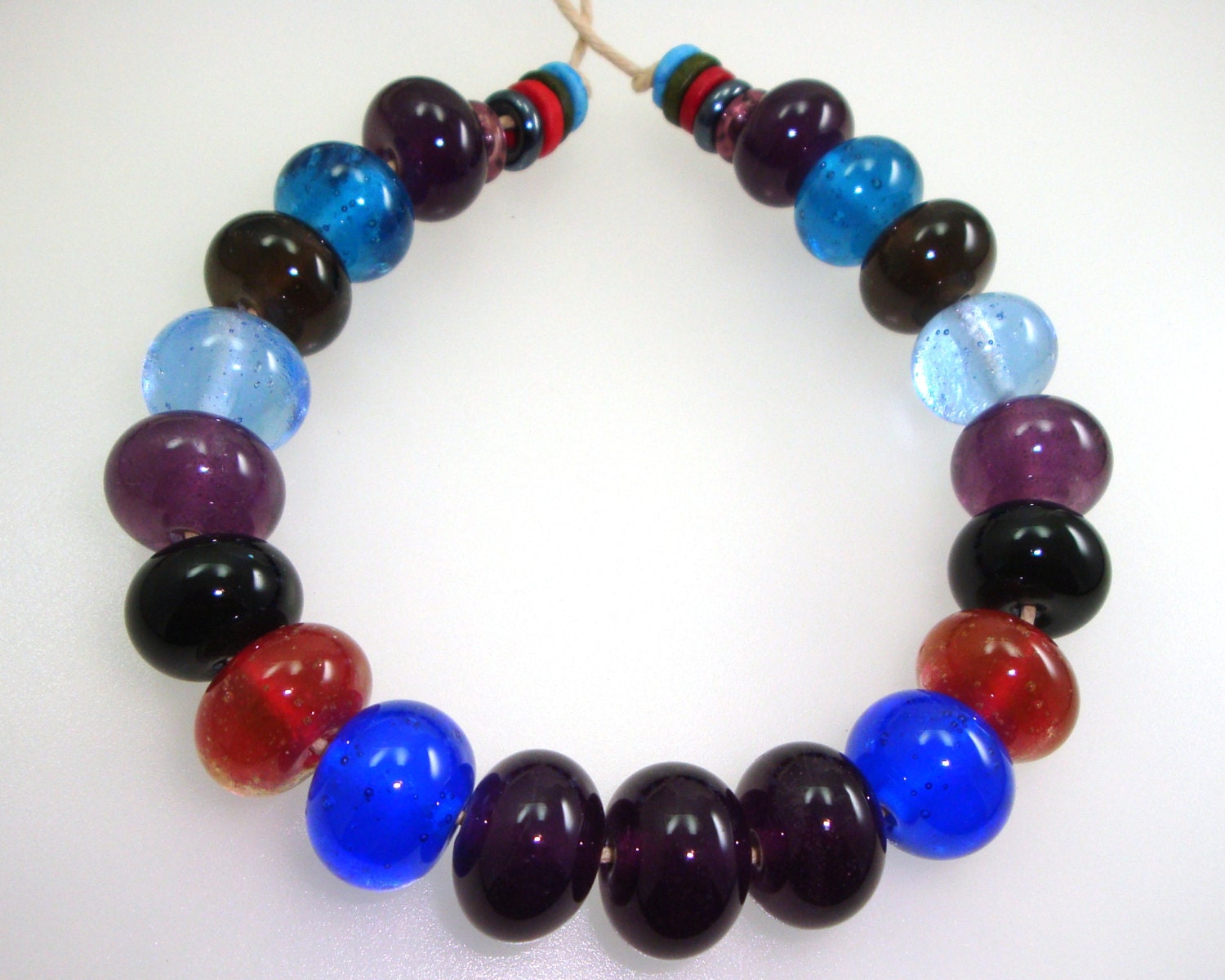 Shampoo Glass Bead Set Blue Aqua Teal Purple Violet Plum Amethyst Brown Gold Gray Raspberry Pink Artisan Lampwork SRA -- Riding High