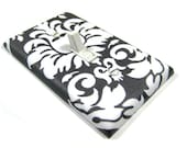 Charcoal Gray Damask Light Switch Cover Modern Cottage Shabby Chic Home Decor French Style Bedroom Decoration