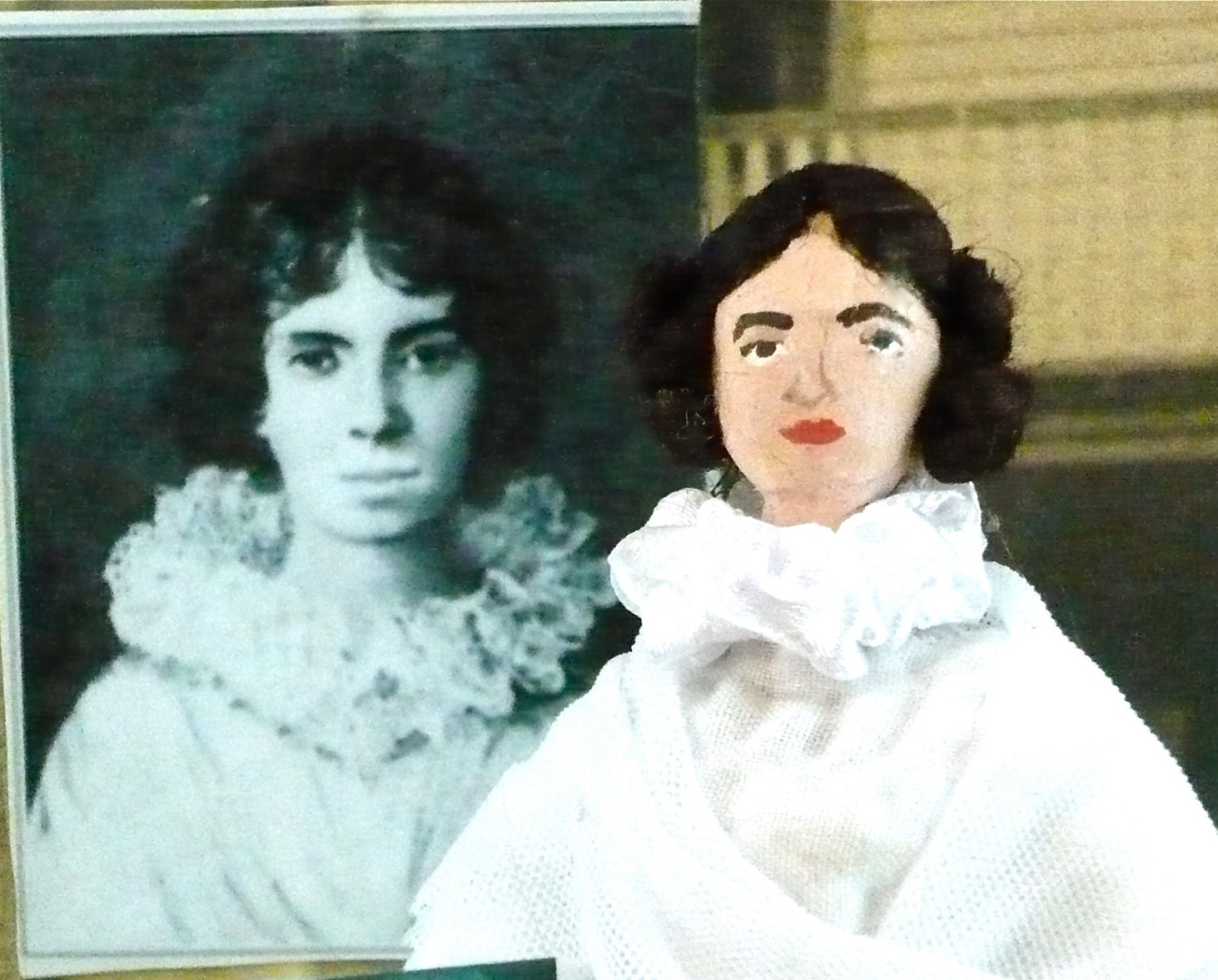 Emily Dickinson in White Doll MIniature Art Collectible