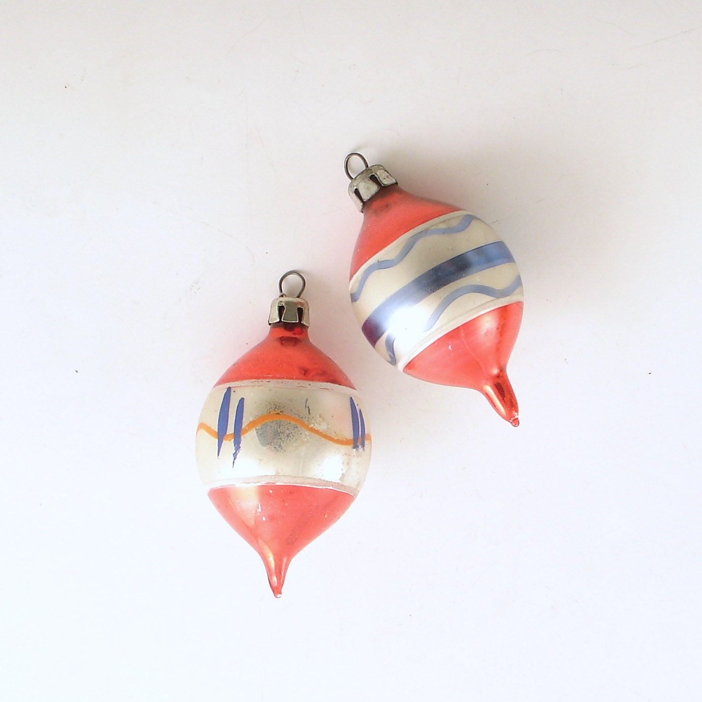 Vintage Glass Christmas Ornaments Teardrops Poland
