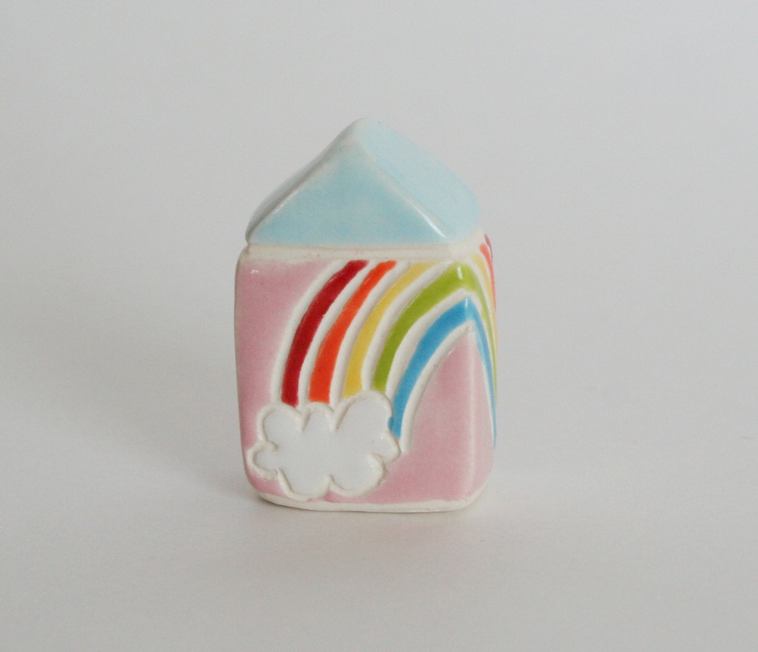 Rainbow Cottage  Miniature Little Clay House pride love pink blue roygbiv