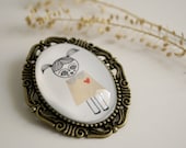 Brooch - Children illustration -  girl - jewelry