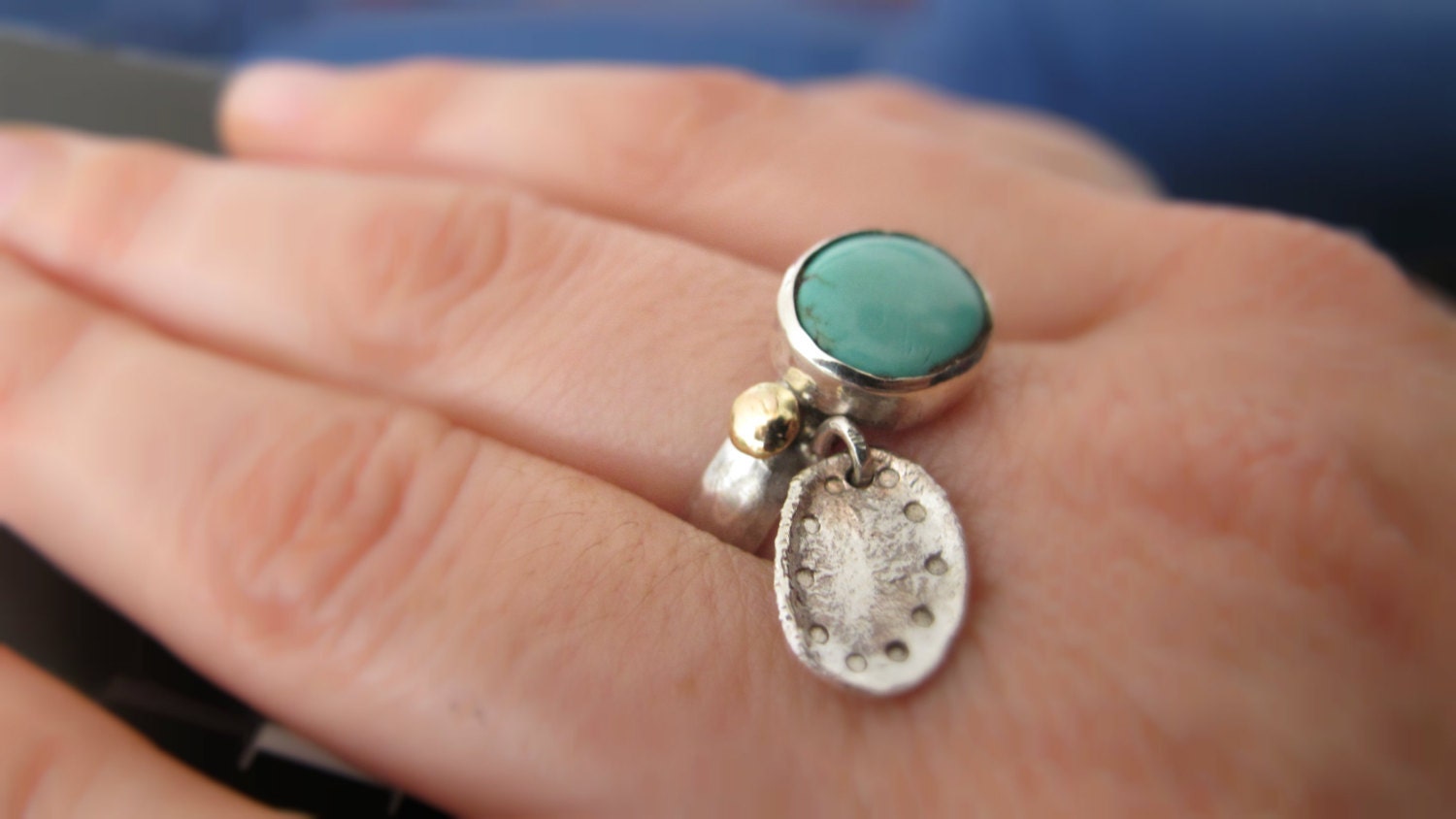 Impressions Charm- turquoise and sterling silver ring.