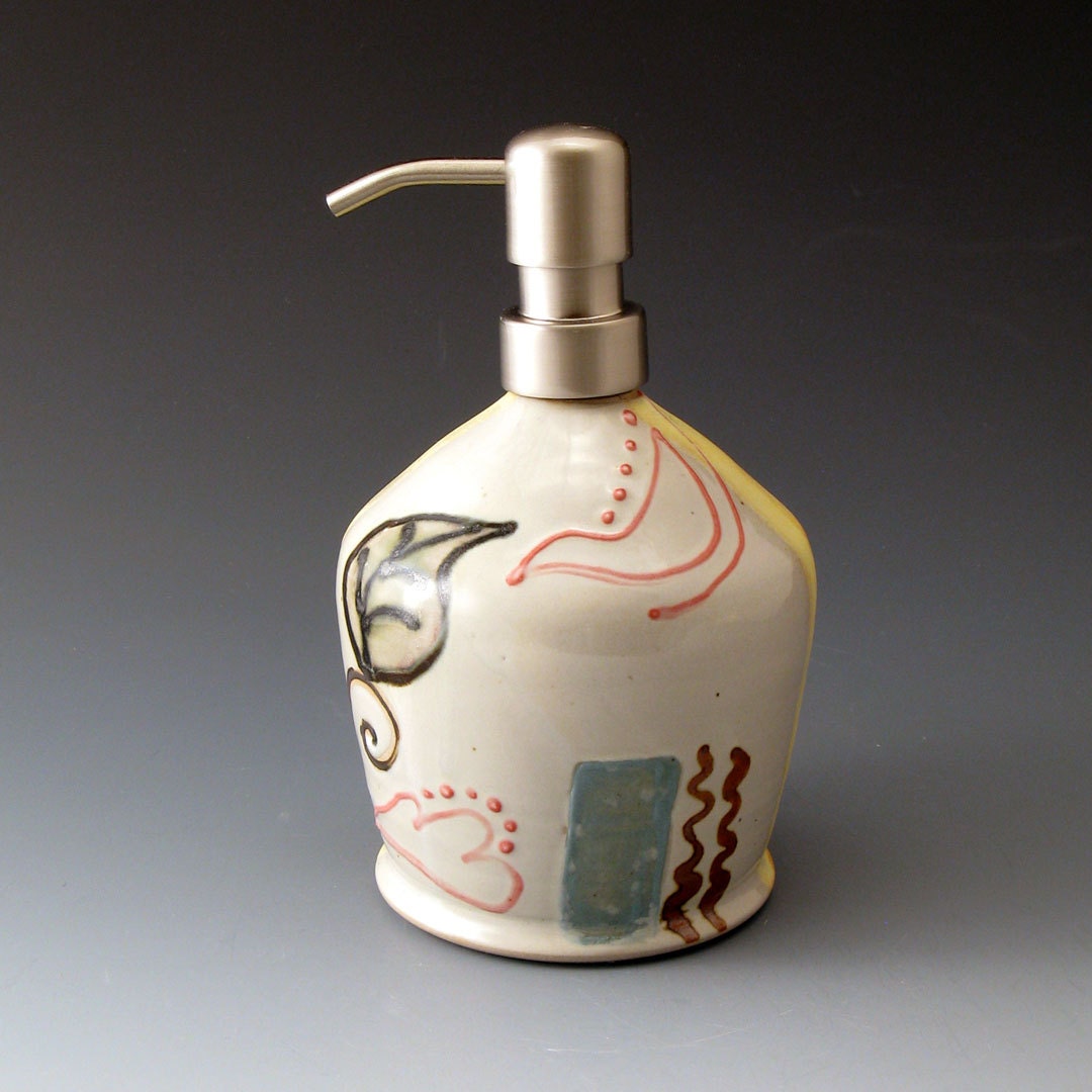 Soap and Lotion Dispenser with Leaf Motif