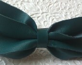 Pine green bow hair barrette ponytail holder  -  hair accessory all hair types