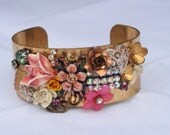 Ornate vintage brass cuff bracelet