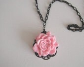 A Rose is Pink Necklace, Pink Rose, Necklace, Valentines Day, Filigree,