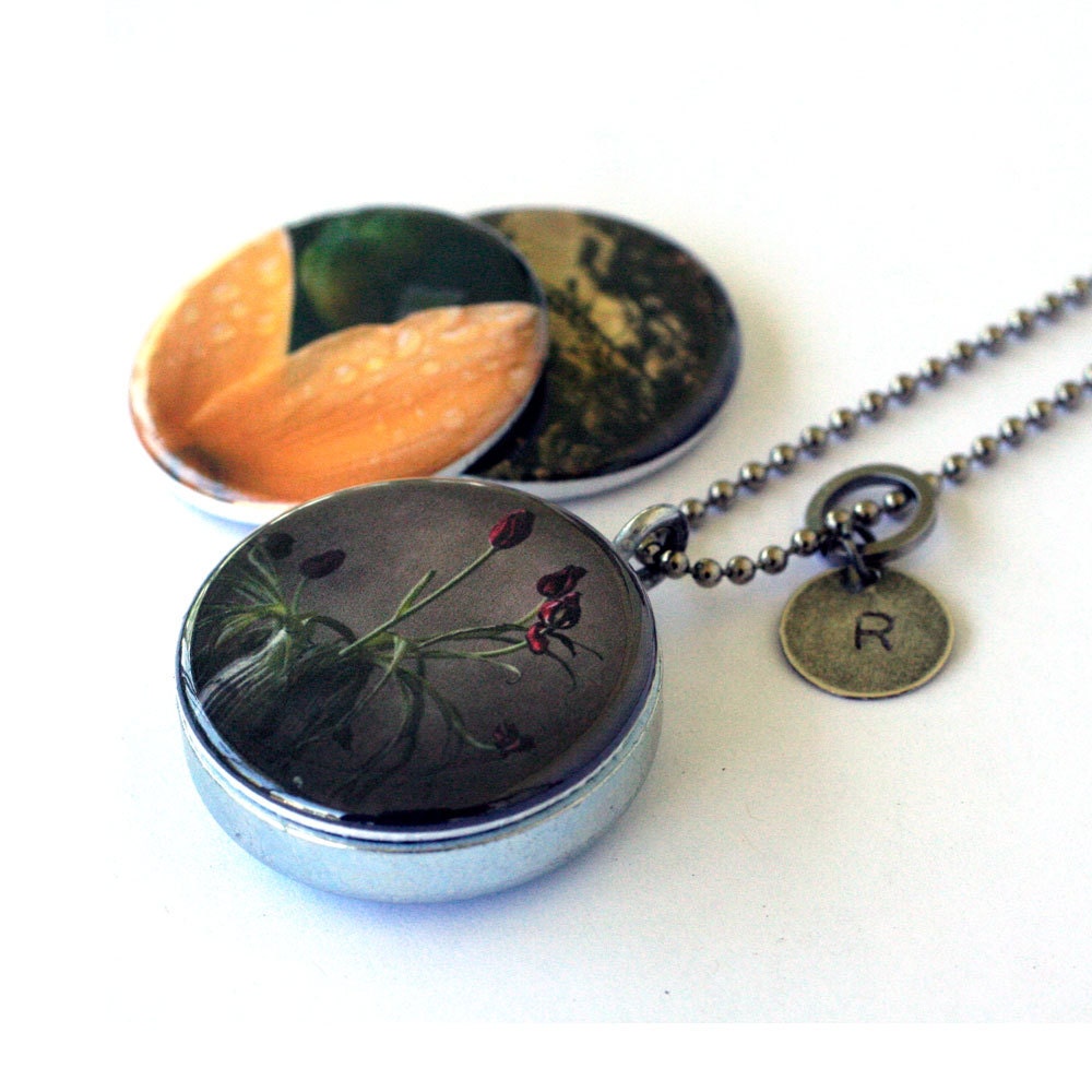 Personalized Locket Necklace - Rose Necklace - Artist Photography Locket - Magnetic Jewelry by Polarity and Jude McConkey - 3 NECKLACES IN 1