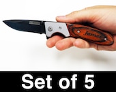 Set of 5 Custom Personalized Engraved Pocket Knives, wedding, groomsmen, birthday, special occasion gift