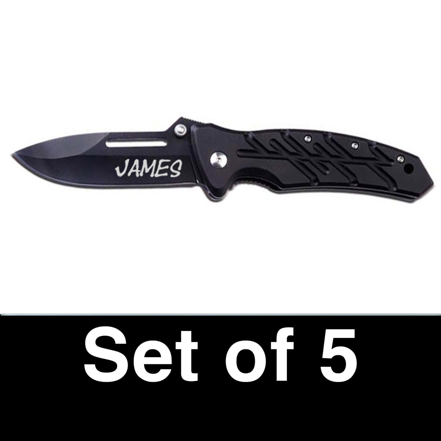 Set of 5 Custom Personalized Engraved Black Ops Pocket Maiden Knives, wedding, groomsmen, special occasion gift