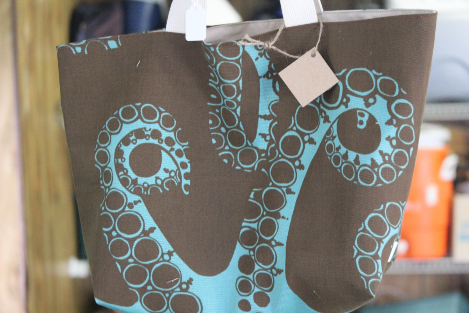 Octopus Tote with zipper pouch/ Water and Stain Resistant/ great beach bag