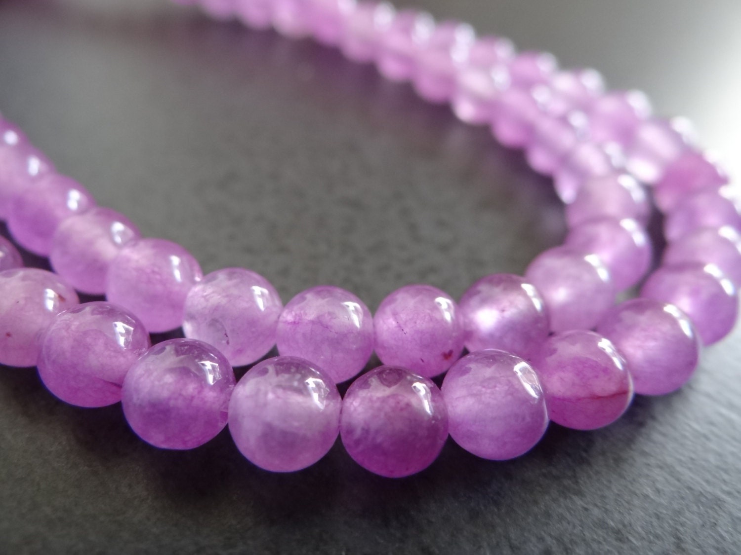 1/2 Strand---Lilac Pink Quartz Smooth Round Beads