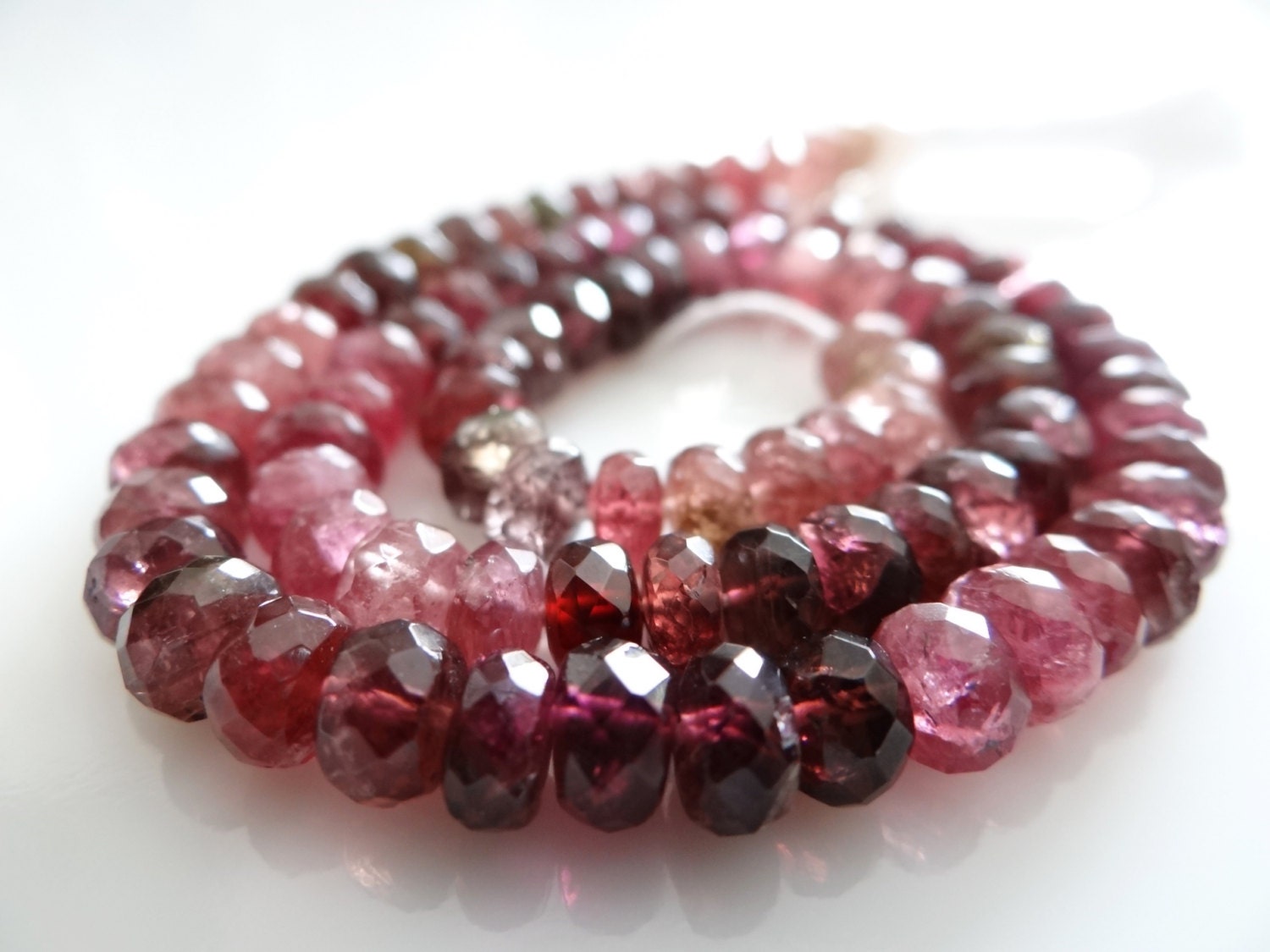 7mm---1/2 Strand--- Superb, Shaded Rubelite Tourmaline Faceted Rondelles