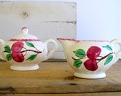 Vintage Crab Apple Blue Ridge Pottery Sugar Bowl and Creamer / Mothers Day