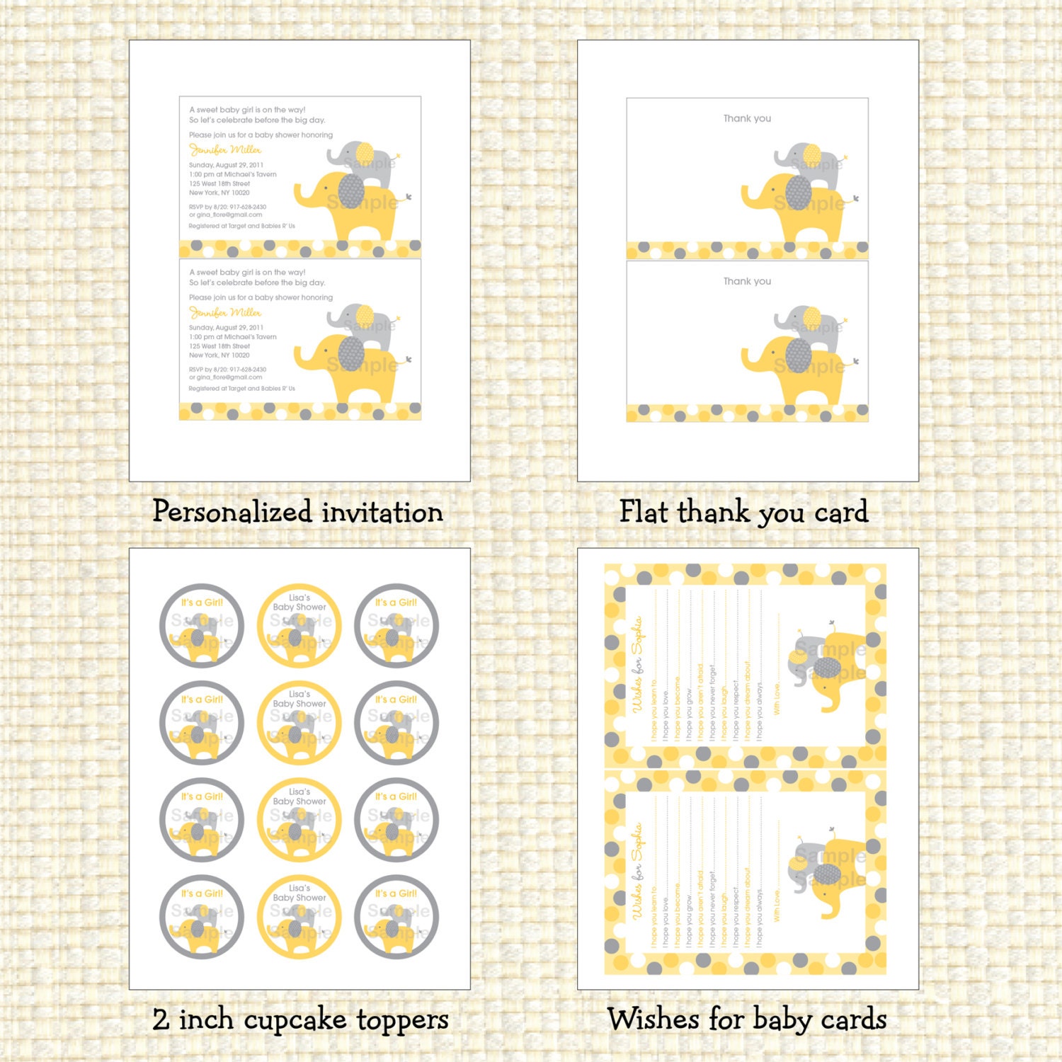 Neutral Elephant Printable Baby Shower Party Pack Il_170x135
