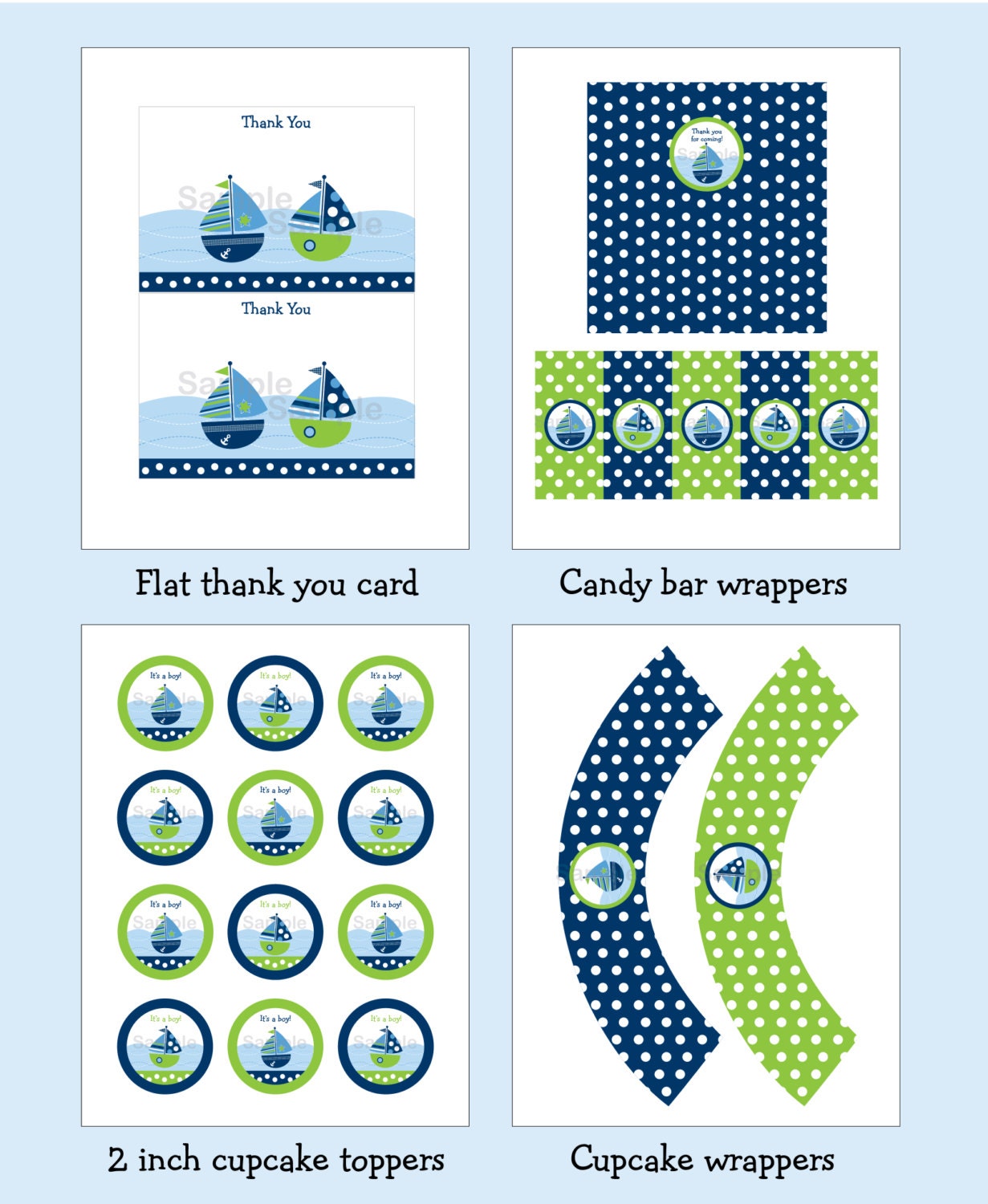 Nautical Sailboat Baby Shower Printable Party Pack INSTANT DOWNLOAD Il_170x135
