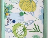 Floral Magnetic Board with  Mint Green Upcycled Frame