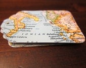 Large Vintage Map Tags - 25 pieces