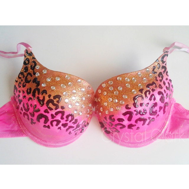 Super Cute Hot pink animal print and bronze Bralet