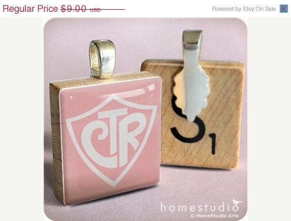 Moving Sale - CTR SHIELD (Pink) : a pendant charm made from a Scrabble Game Tile game piece