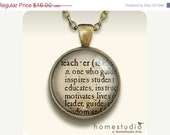 Moving Sale - Teacher Definition : Glass Dome Necklace by HomeStudio. 24 inch chain included. Round art pendant jewelry. teaching gift pres
