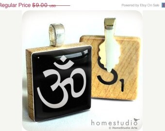 Moving Sale - OHM SYMBOL (Black) : a jewelry pendant charm made from a Scrabble Game Tile game piece