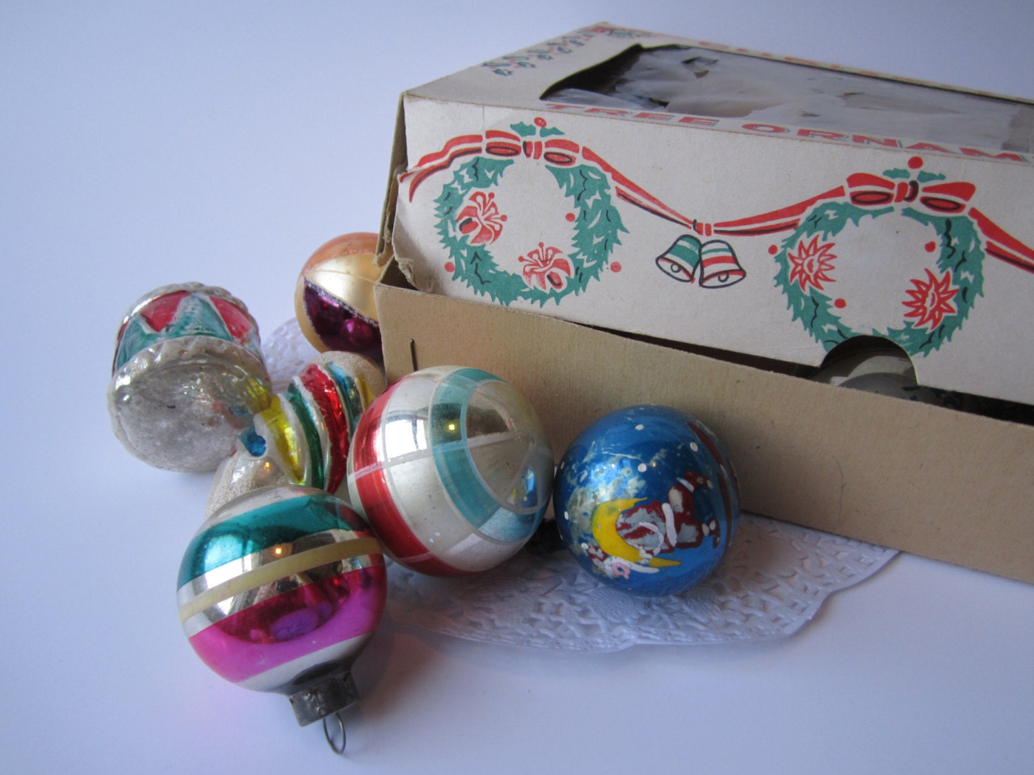 Vintage Shiny Brite Poland Glass Christmas Ornament Collection of 18
