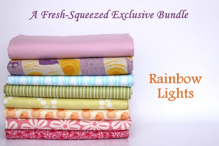 a fresh-squeezed exclusive fat quarter bundle (rainbow lights)--misc. designers--8 pieces--2 yards total