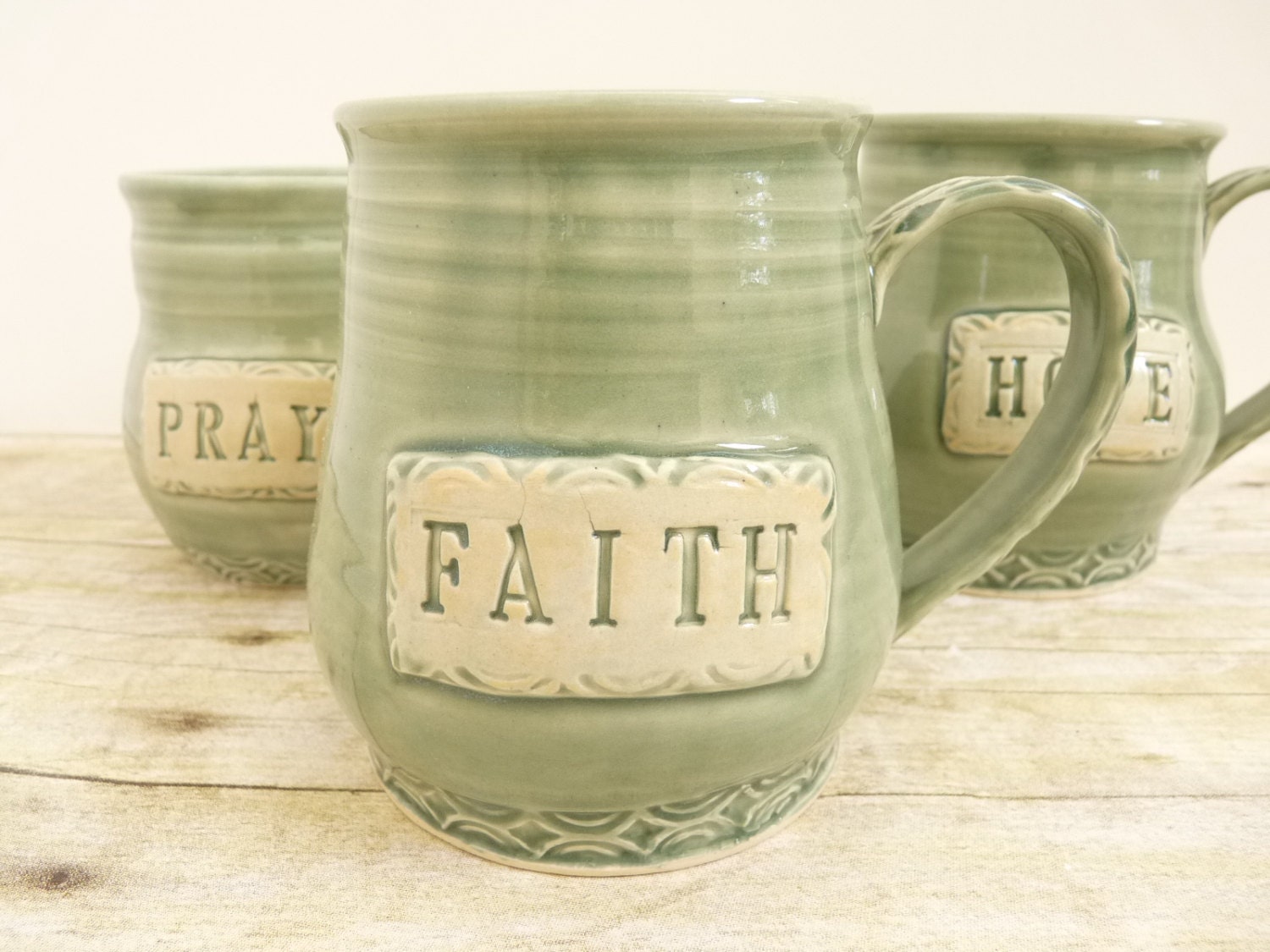 FAITH Coffee Cup Ceramic Pottery  14oz