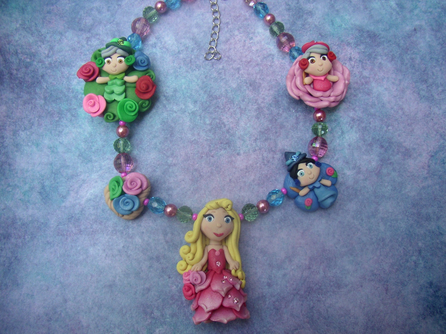 Boutique Custom Rose Sleeping Beauty Girl Necklace