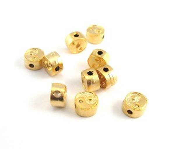 12Pcs x 7mm Yin and yang casting beads, ,Matt gold plating.Inside hole diameter 1.6mm(1002688)