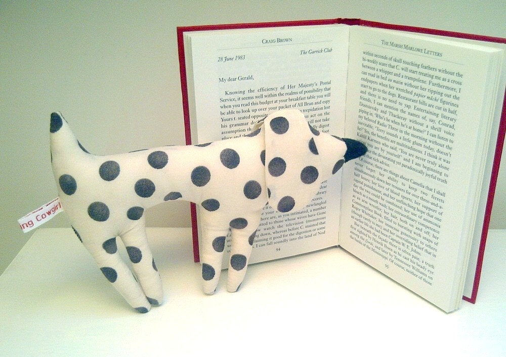 Little Black and White Spotty Dog, Pocket Sized Plush Pup