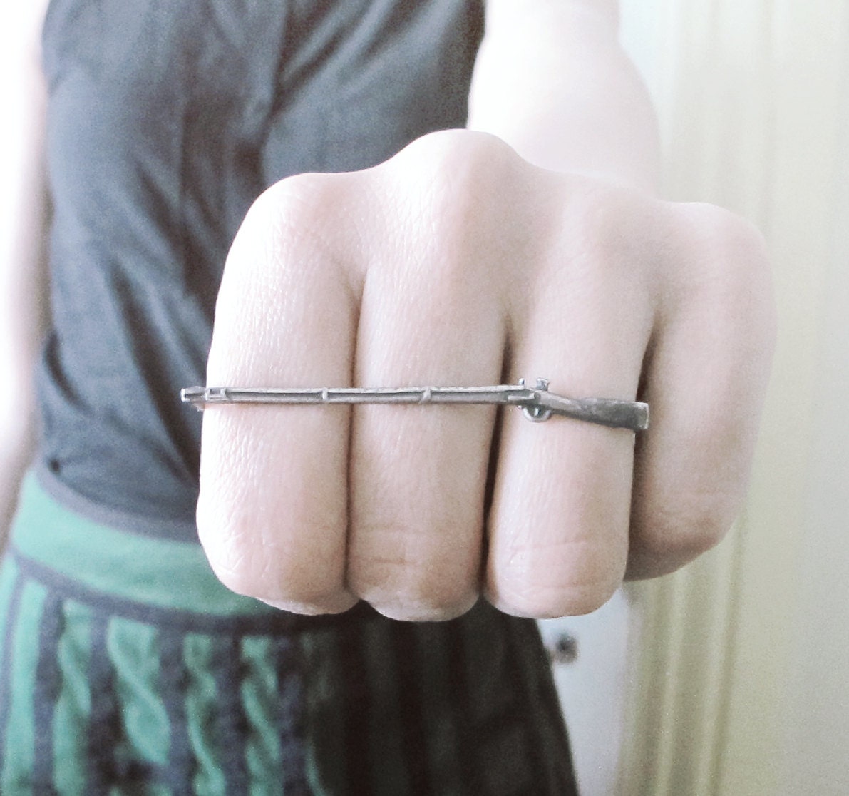 Sterling Silver Marksman Rifle 3 Finger Ring