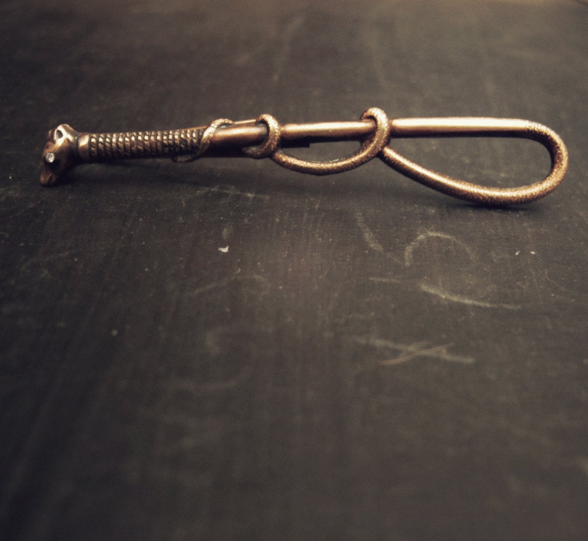 Thee Whip Tie Bar with Antique Czech Crystal Eye